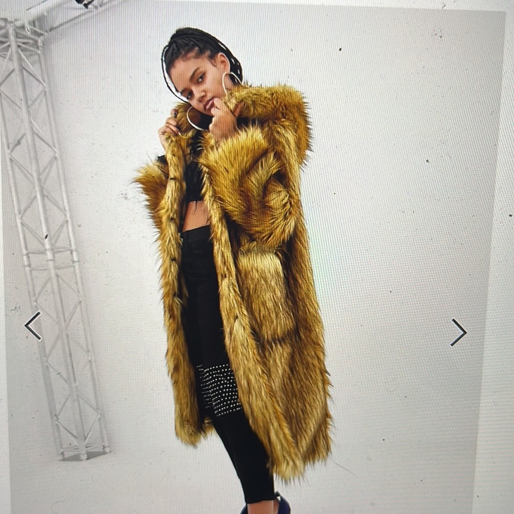 Asos La Quan Smith - long hooded faux fur coat